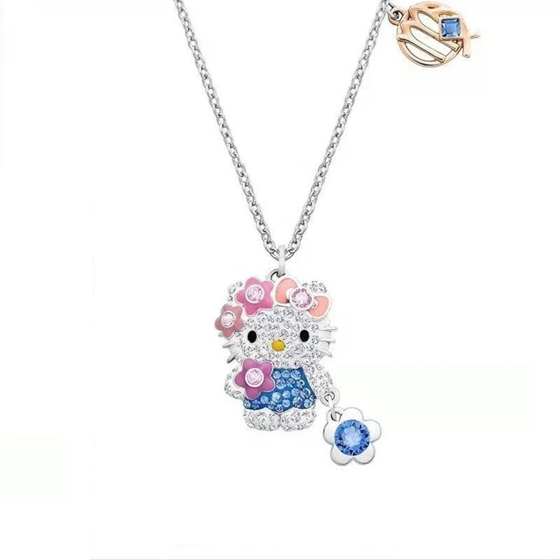 Hello Kitty Necklace Anime Sanrio Kitty Twelve Constellations Sweet and Cute Hip Hop Diamond Pendant Couple Jewelry Girl Gift necklace jewelry