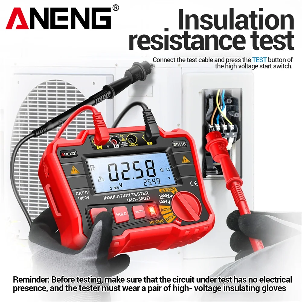 ANENG MH16 Megohmmeter Ohm Tester Digital Megometro Insulation Earth High Voltage Resistance Meter Megohmmeter Tester Tool