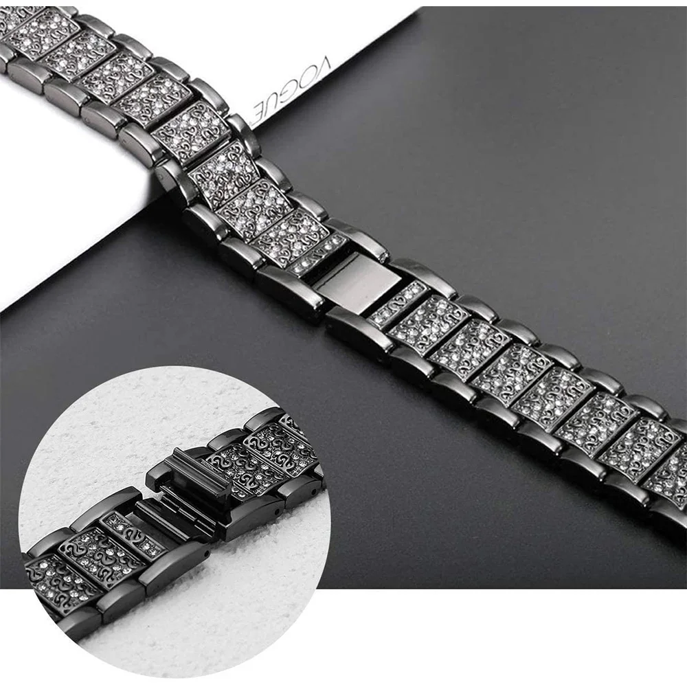 Elegant 22mm Diamond Watchband Bracelet Strap