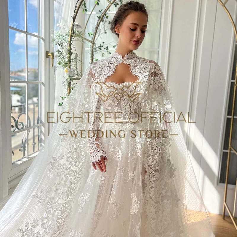 Eightree Elegant A-Line Wedding Dresses 2025 Strapless Applique Lace Long Wedding Gowns Boho Bridal Ball Prom Dress Customized 4