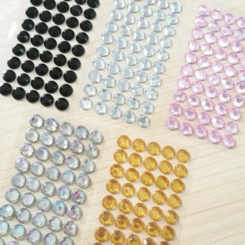 Self Adhesive Rhinestone Sticker 50pcs Round 10mm Gems/Stick On Diamante Crystals for Card Making/Crafts/Wedding #437509