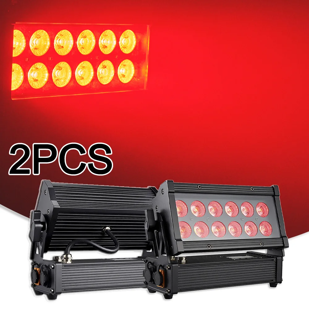 

2PCS LED 12x10W RGBWA UV DMX512 Waterproof IP65 Projector Lights Wall Washing Strobe Effect For Bar Outdoor Dj Party Decoration