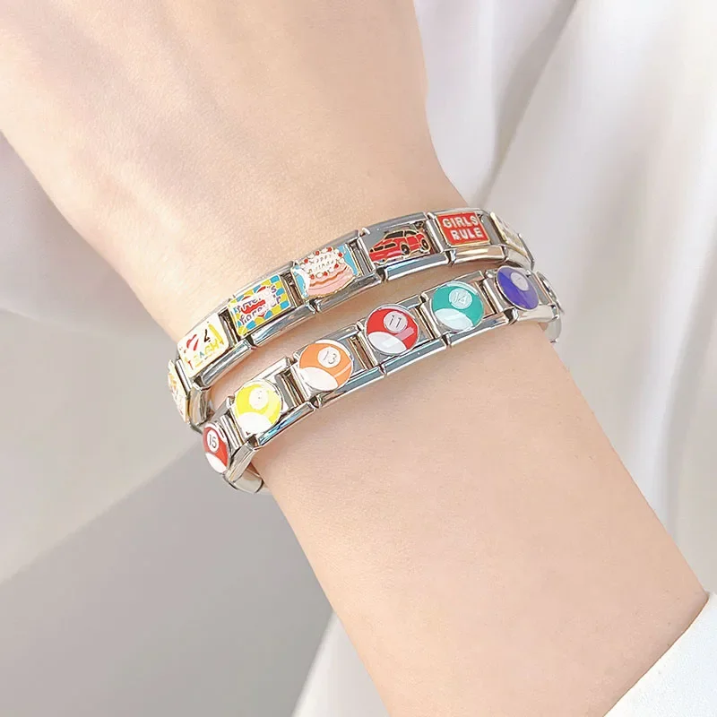 Hapiship 2023 Mode Nouveau Gâteau D'anniversaire Soleil Lune Charme De Voiture Liens Fit 9mm Bracelet En Acier Inoxydable exécutif DIY Bijoux DJ727-C