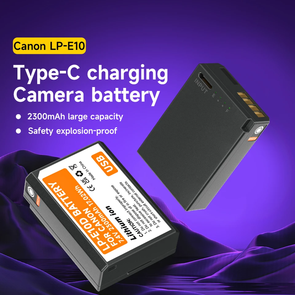 Newmowa LP-E10 vervangende batterij (2 stuks) en intelligent lcd-display, dubbele USB-oplader voor Canon LP-E10 en Canon EOS Rebel T3, T5, T6, T7, 1100D, 1200D, 2000D, 4000D, Kiss X50, Kiss X70