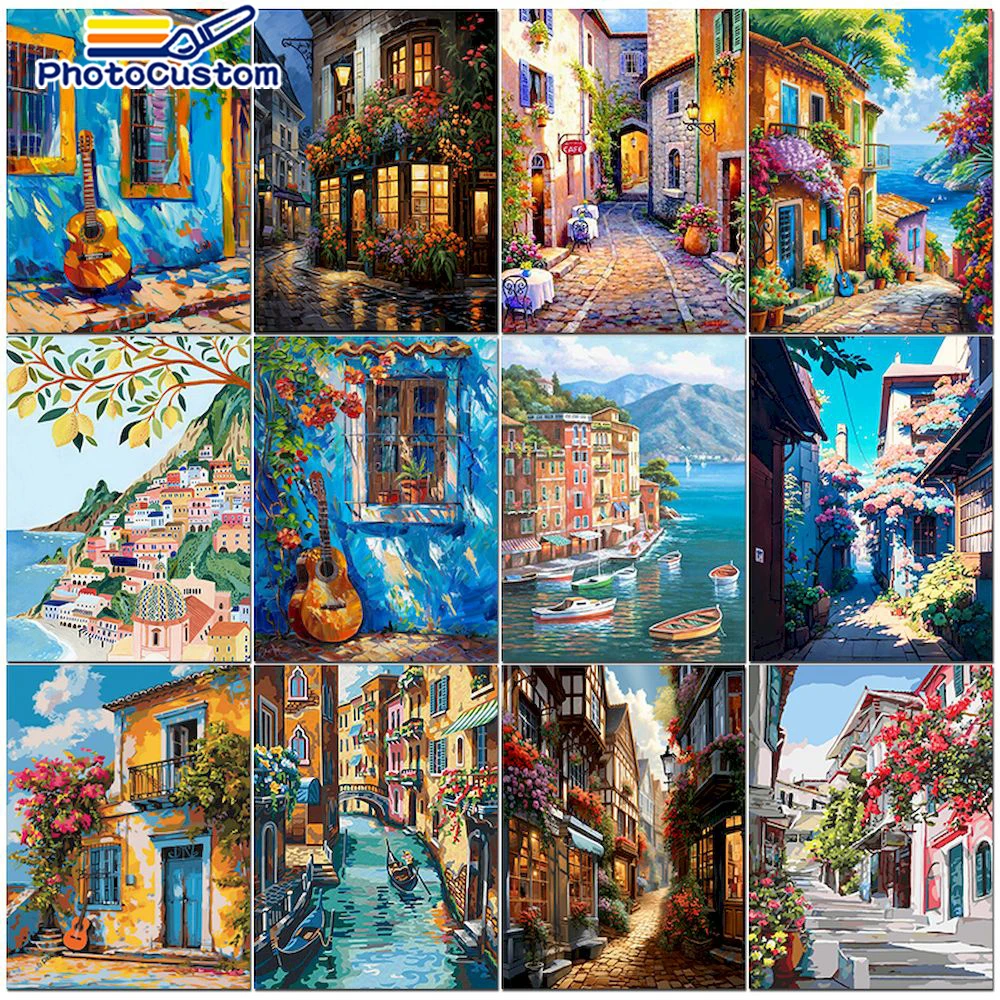 Painting By Numbers Kits PhotoAcrylic Paint Oil Painting By Numbers Scenery On Canvas