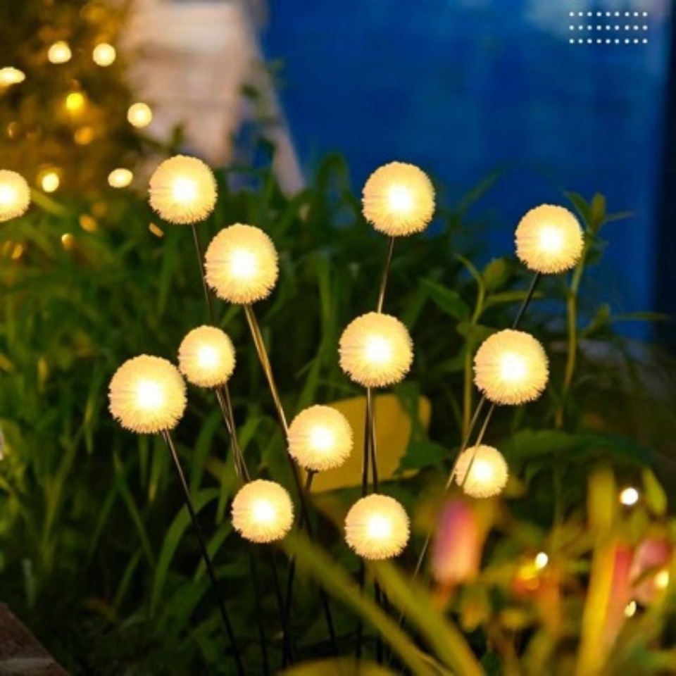 6LED Solar Dandelion Ambient Light Outdoor Waterproof Warm White LED Garden Decor Lamp for Yard Pathway Lawn Patio Wedding Party