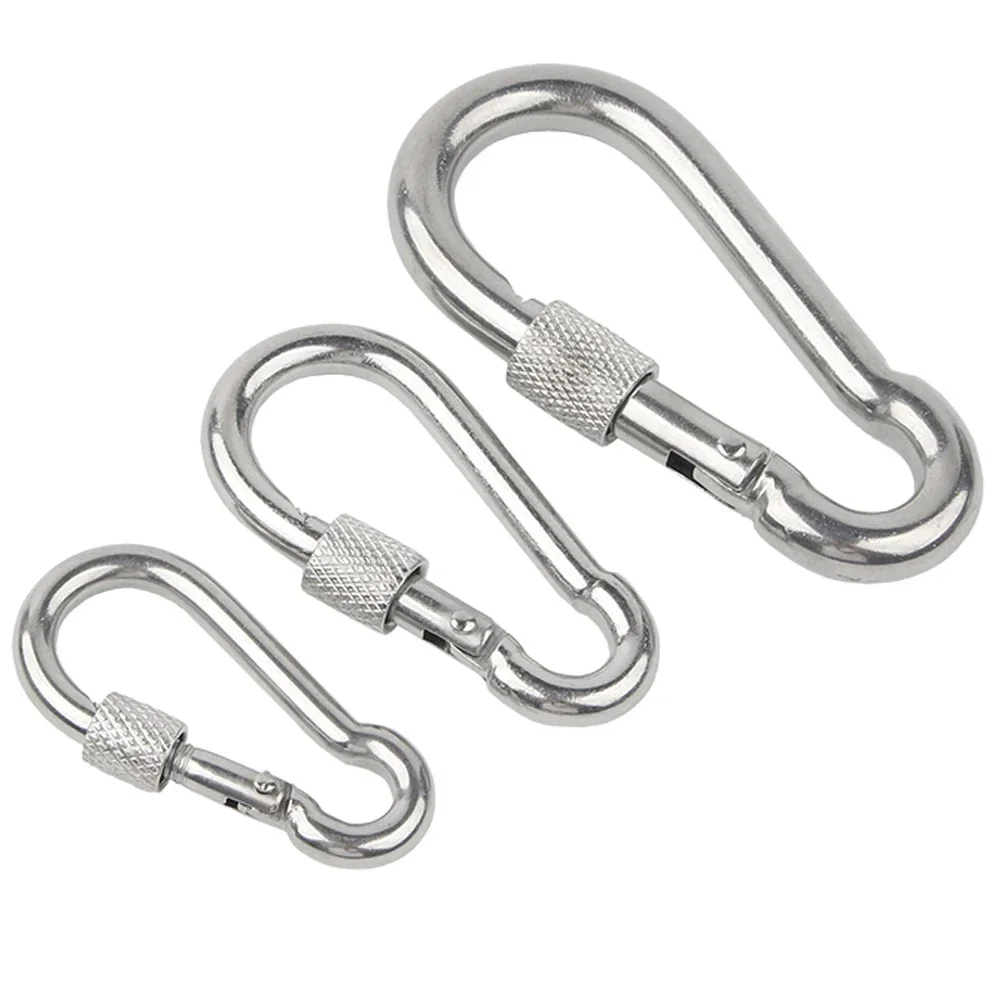 1/2/5Pcs M4 M5 M6 M8 M10 304 Stainless Steel Spring Snap Carabiner Quick Link Lock Ring Hook Snap Shackle Chain Fastener Hook