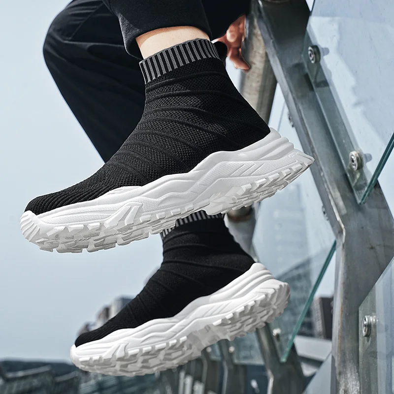 

2023 New Men Boots Fashion Sneaker Plus Size Socks Shoes Breathable High-top Stretch Fabric Loafers Shoes Tide Ankle Socks Shoes
