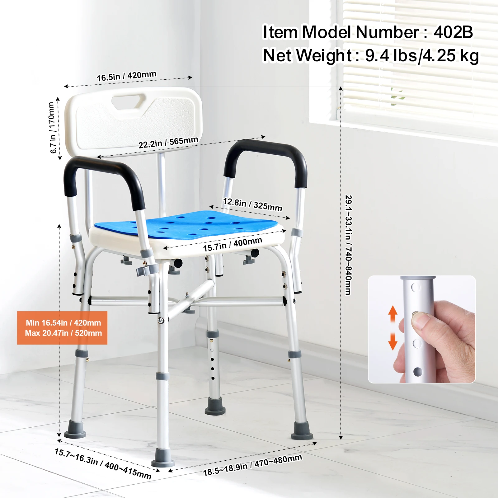 SucceBuy Shower Chair Adjustable Height Bench Bath Chair for
