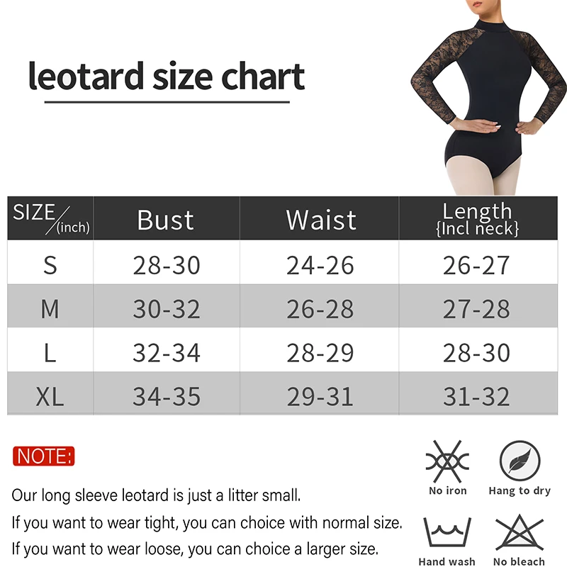 Ärmelloses Tanztrikot für Damen, langärmelig, Spitze, Ballettkleid, hinten, wassertropfenförmige Trikots für Bühnenauftritte oder Training – Detail 3