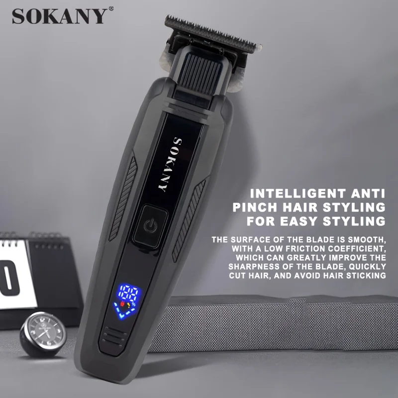 소카니 남성용 헤어 클리퍼, 수염 트리머, 브러시리스 모터, 1500mAh, LCD 디스플레이가 있는 전기 무선 면도기, 트리머, 면도기, 헤어 클리퍼, USB 충전식 제품 아버지의 날 선물(6가지 액세서리