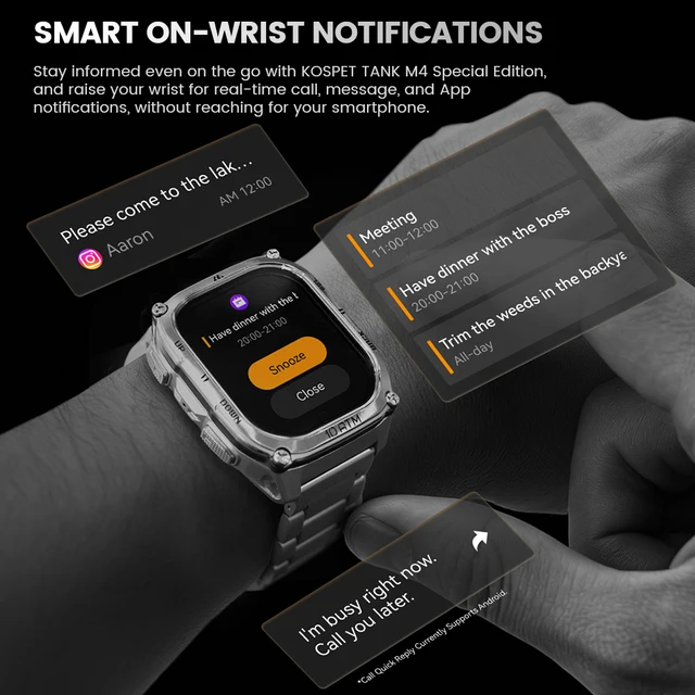 KOSPET Tank M4 Special Edition Men's Smartwatch 1.96 Inch AMOLED 10ATM Waterproof Freediving Offline Maps GPS 2 Wristbands - Image 5