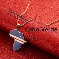 Africa Map & Cabo Verde Flag  Pendant Necklaces Gold Color Jewelry 2