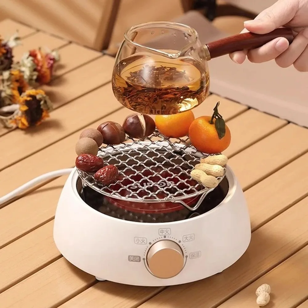 Portable Air Fryer Rack Stackable Round Stainless Steel Grid Grill BBQ Net with Foot Durable Cooling Rack Steam Baking Rack