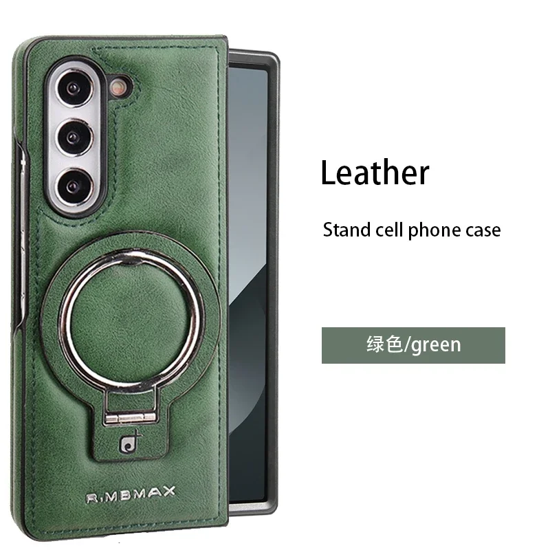 Vintage Leather Magnetic Phone Case with 360° Rotating Ring Stand