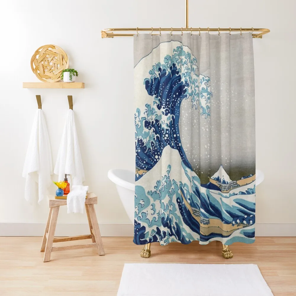 

Under the Wave off Kanagawa - The Great Wave - Katsushika Hokusai Shower Curtain Curtain For Bathroom Shower