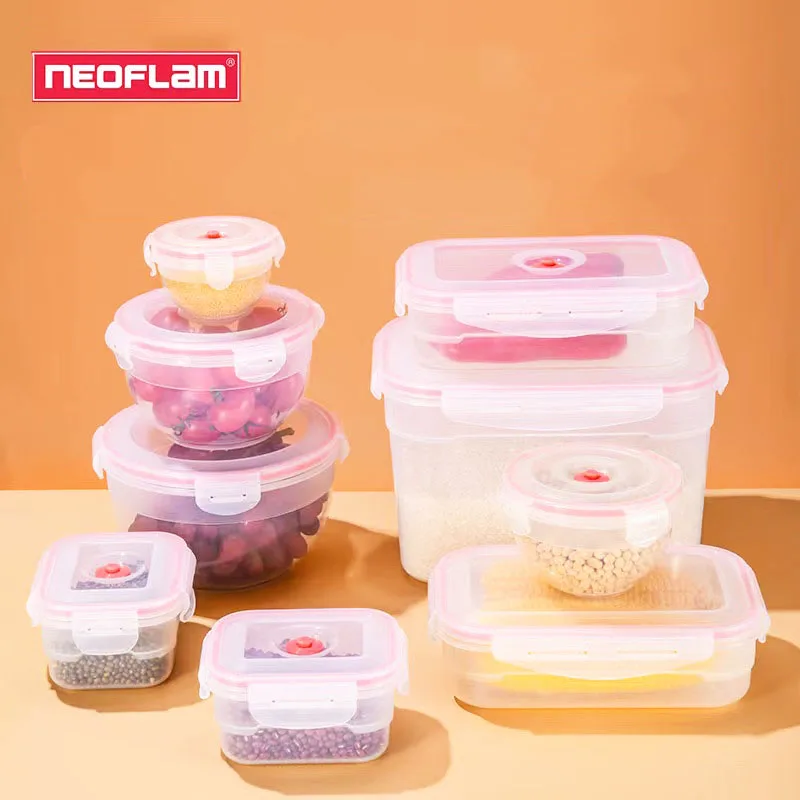 

Neoflame Rectangular Transparent Belt Sealing Ring Four Side Buckle Plastic Fresh-keeping Box PP Box Transparent Plastic Box Set