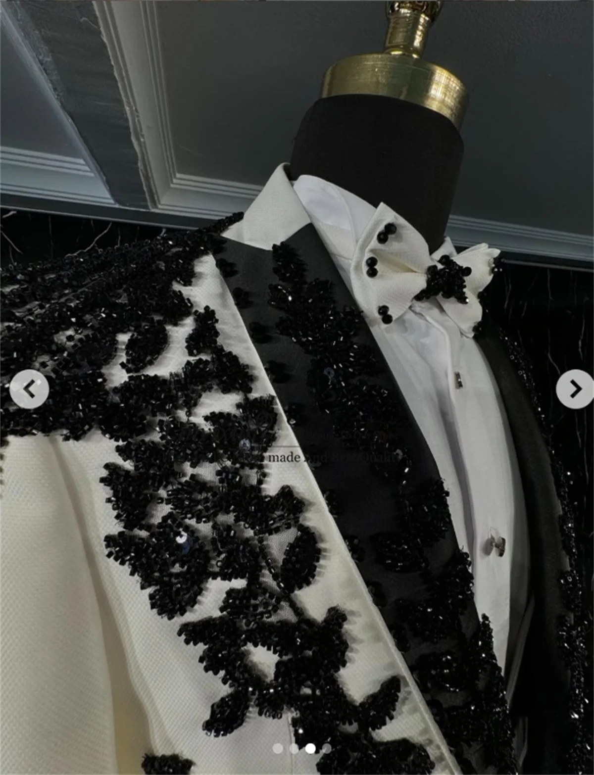 Luxury Beaded Crystals Men Suits Customized Groom Wedding Tuxedos 3 Pieces Set  Male Prom Blazers Slim Fit trajes para hombre 3