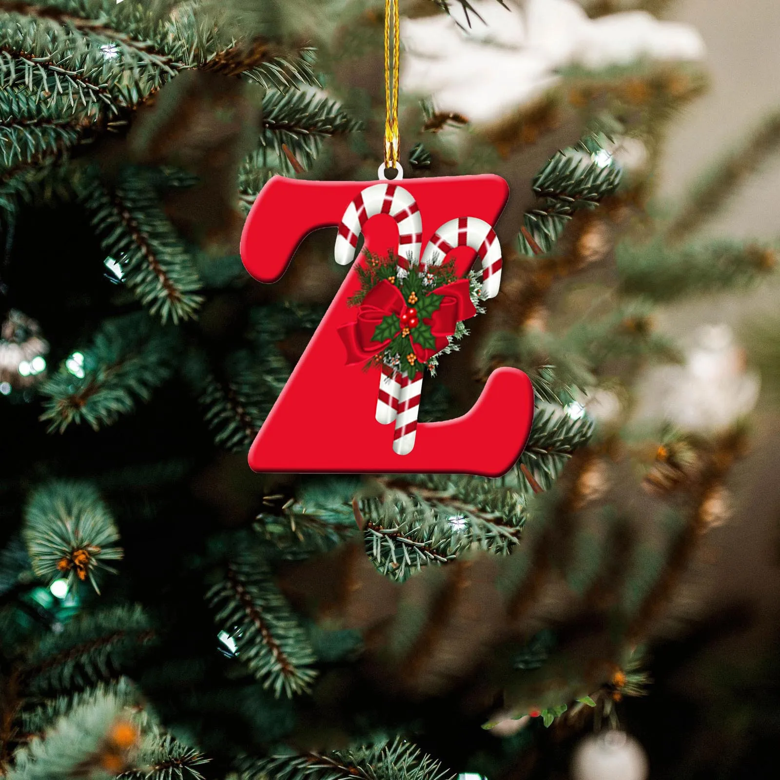 thumbnail image 1 of Letras navideñas de dibujos animados de AZ, colgantes acrílicos para árbol de Navidad, decoración navideña, alfabeto, decoración para árbol de Navidad, 1 of 5