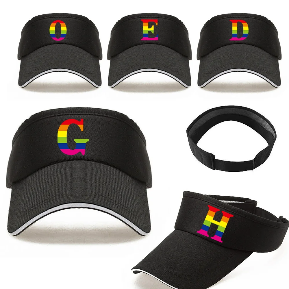

Summer Women's UV Protection Beach Sun Hat Men Baseball Tennis Caps Rainbow Print Empty Top Cap Breathable Sunscreen Visors Hats