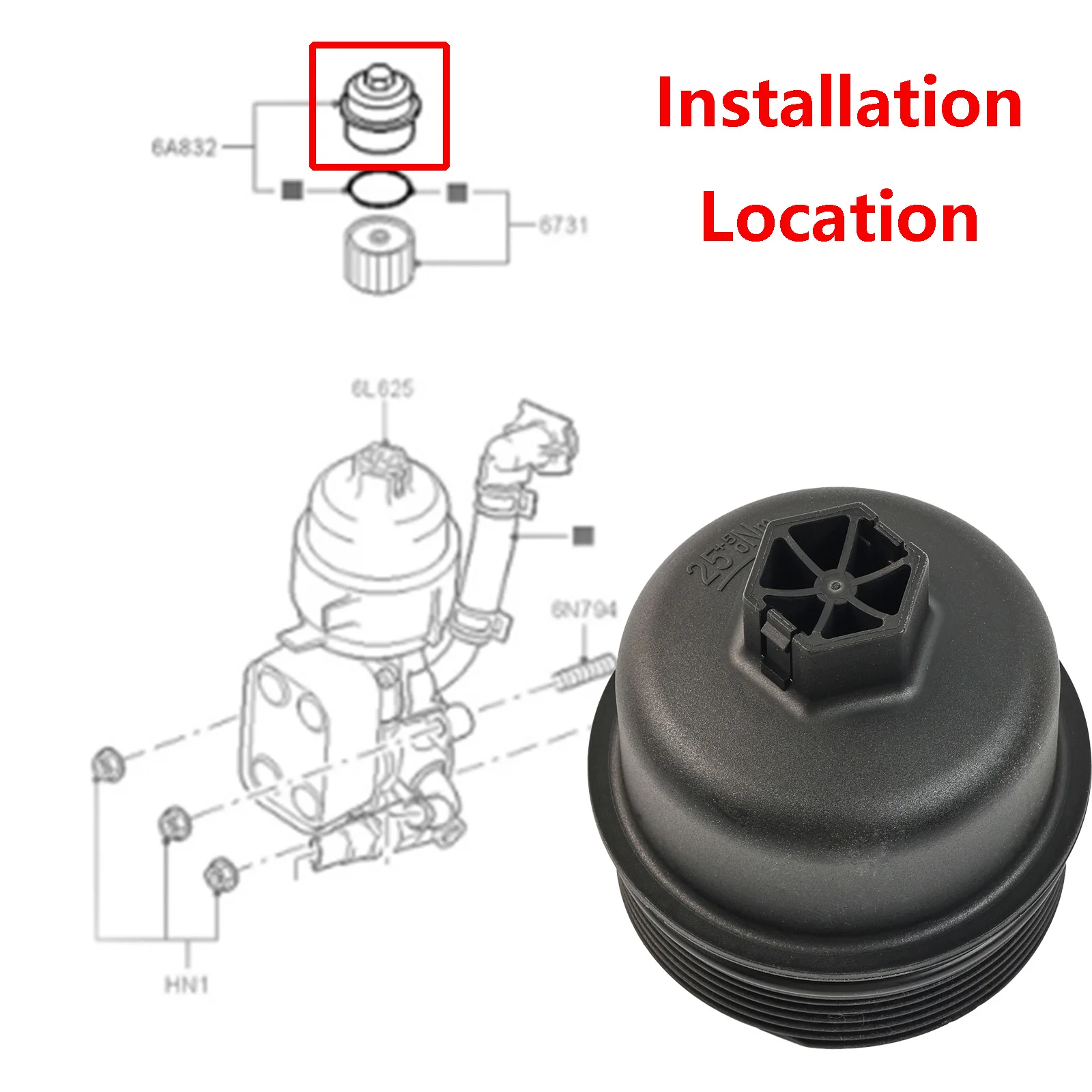 1Pcs Oil Filter Housing Cover Cap For Ford Transit Tourneo Galaxy S-Max Focus Kuga Mondeo 3M5Q-6737-AA 1303477 1103L7