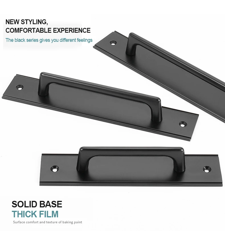 VARMSTUGA-Alloy Alloy Black Door Handles, Door Puxa