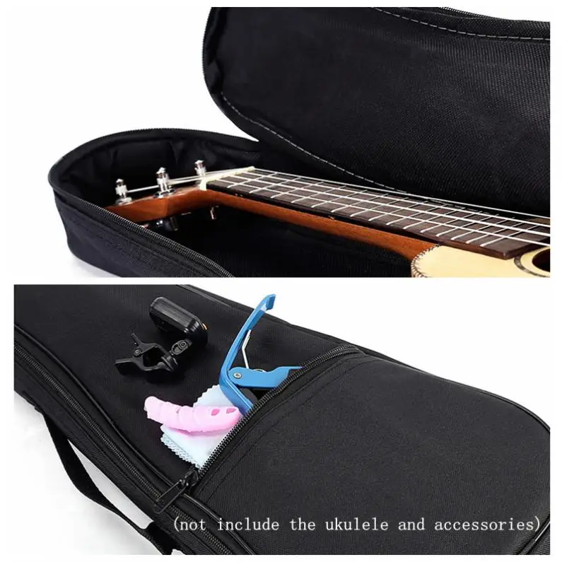 21 23 26 Inch Ukulele Gig Bag Case Black Portable Cotton Soft Ukelele Concert Bag Waterproof Single Shoulder Belt Backpack