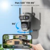 20MP Outdoors Wifi Camera 10K HD Three Lens Security 5G PTZ IP Camera 10X Digital Zoom Lens Human AI Auto Detect Tracking Camera 5