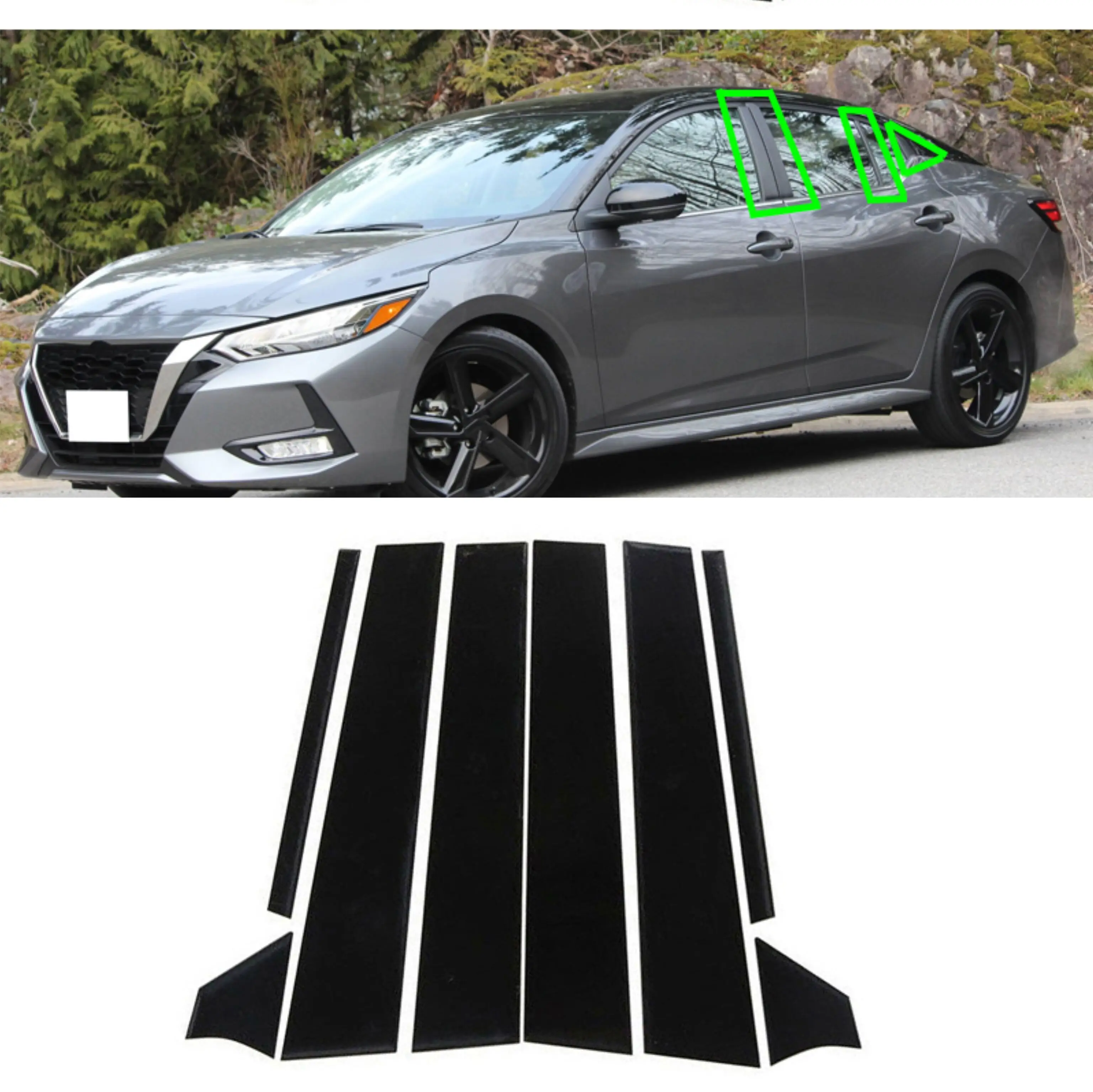 

For Nissan Sentra 2020 2021 2022 8Pcs Car Door Window Polished Pillar Posts Trim Covers Auto Exterior Accessories