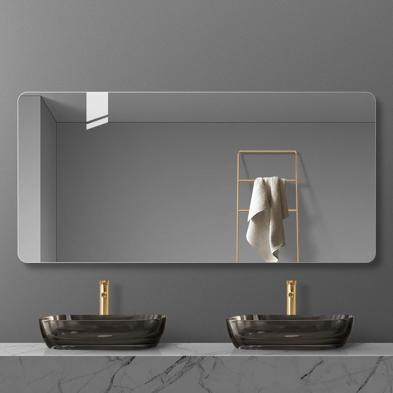

Modern Wall Mounted Mirror Rectangle Unbreakable Bluetooth Bathroom Mirror Clock Fogless Espelho Maquilhagem Com Led Furniture