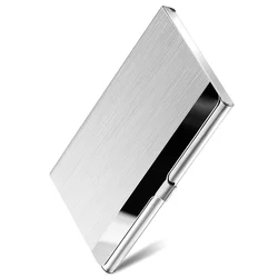 Sleek Stainless Steel Business Card Holder - Slim and Stylish Pocket Case (Silver)