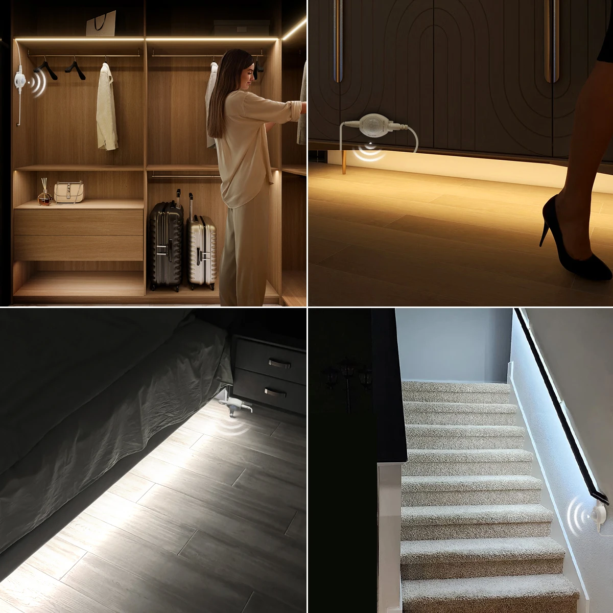 1-5m LED Strip Lights PIR Motion Sensor Waterproof 12V Auto On/Off for Stairs Wardrobe Closet Kitchen Motion Activated Tape motion sensor light