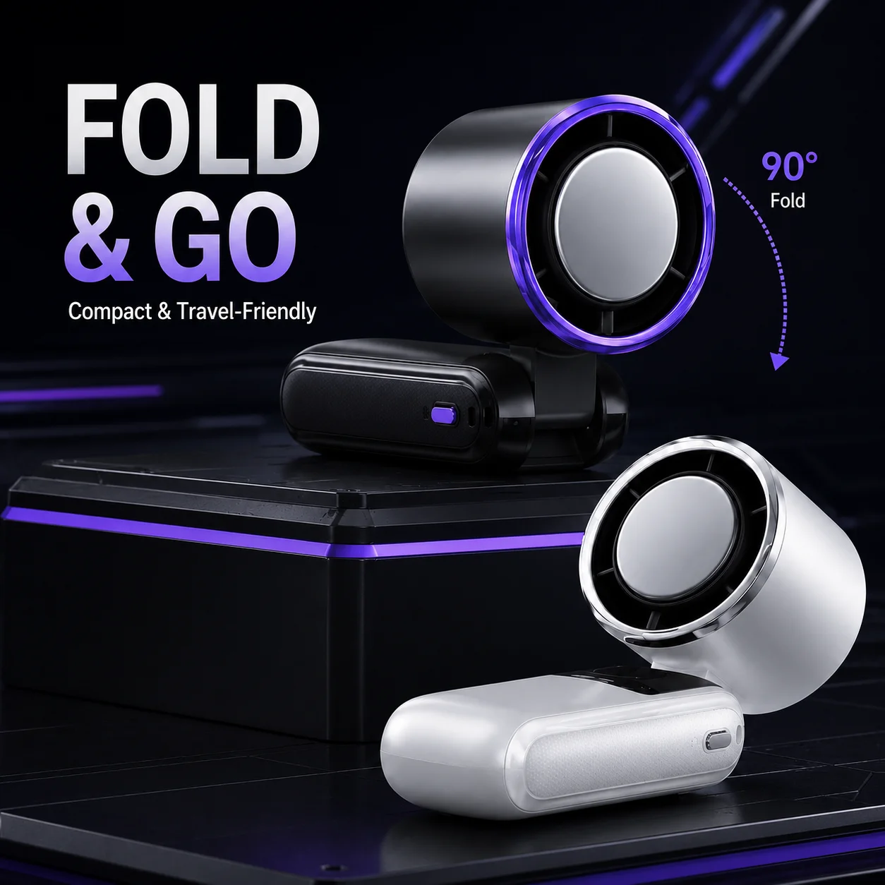 Neck Fan, 5-Speed Turbo Wind Foldable Hands Free Cooler, 4000mAh 9H Battery Travel Outdoor 5