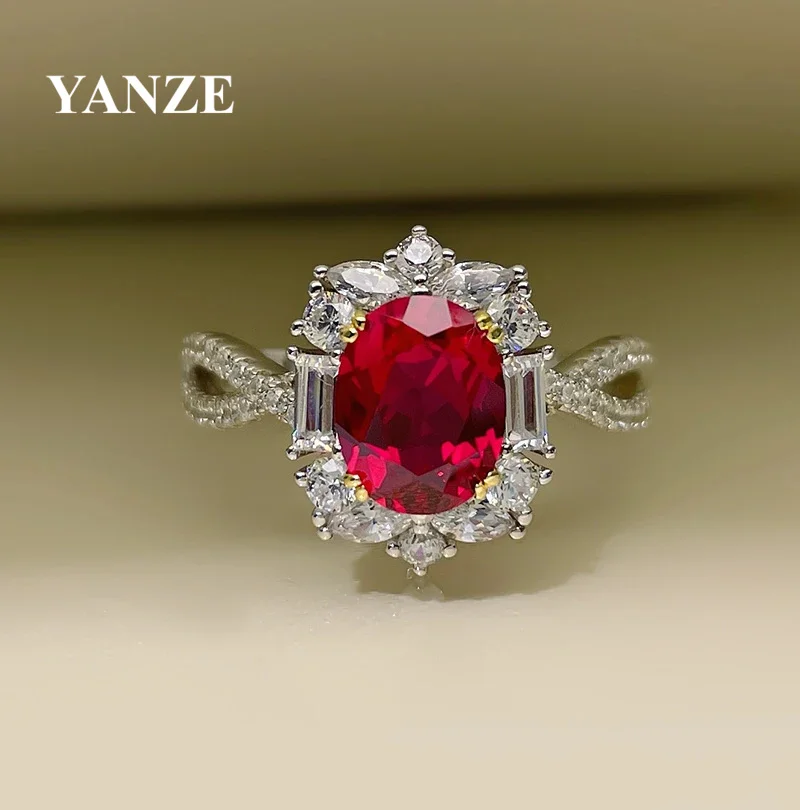 2CT Lab Grown Ruby Ring For Women 925 Sterling Silver 18k Gold Plated ...