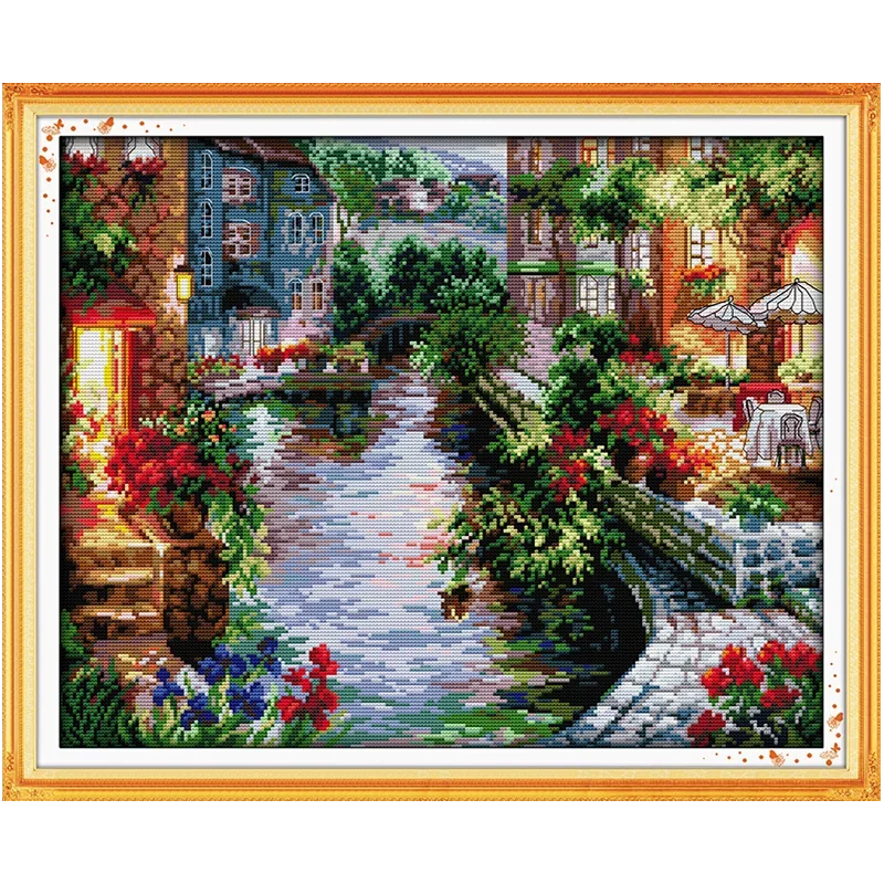 Leisurely Cabin House Scenery Patterns Counted Cross Stitch Set DIY 11CT 14CT 16CT DMC Cross-stitch Kit Embroidery Needlework