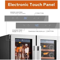 24 inch Dual Zone Drink Fridge with Glass Door, 3 Color LED Lights Wine Cooler for Beer Soda for Home Office Bar Bedroom 2