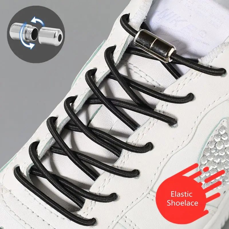 No Tie Shoe laces Shoes Round Shoelaces for Sneakers Rubber Elastic Laces without ties Kids Adult Quick Shoe lace Rubber Bands