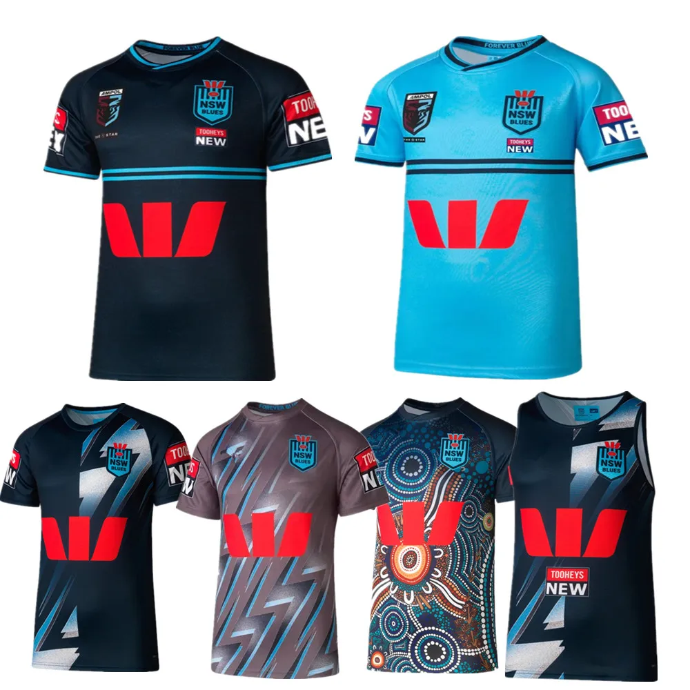 

NSW Blues rugby jersey 2023 2024 home Indigenous rugby shirt Australia NSW BLUES STATE OF ORIGIN vest customized t-shirt