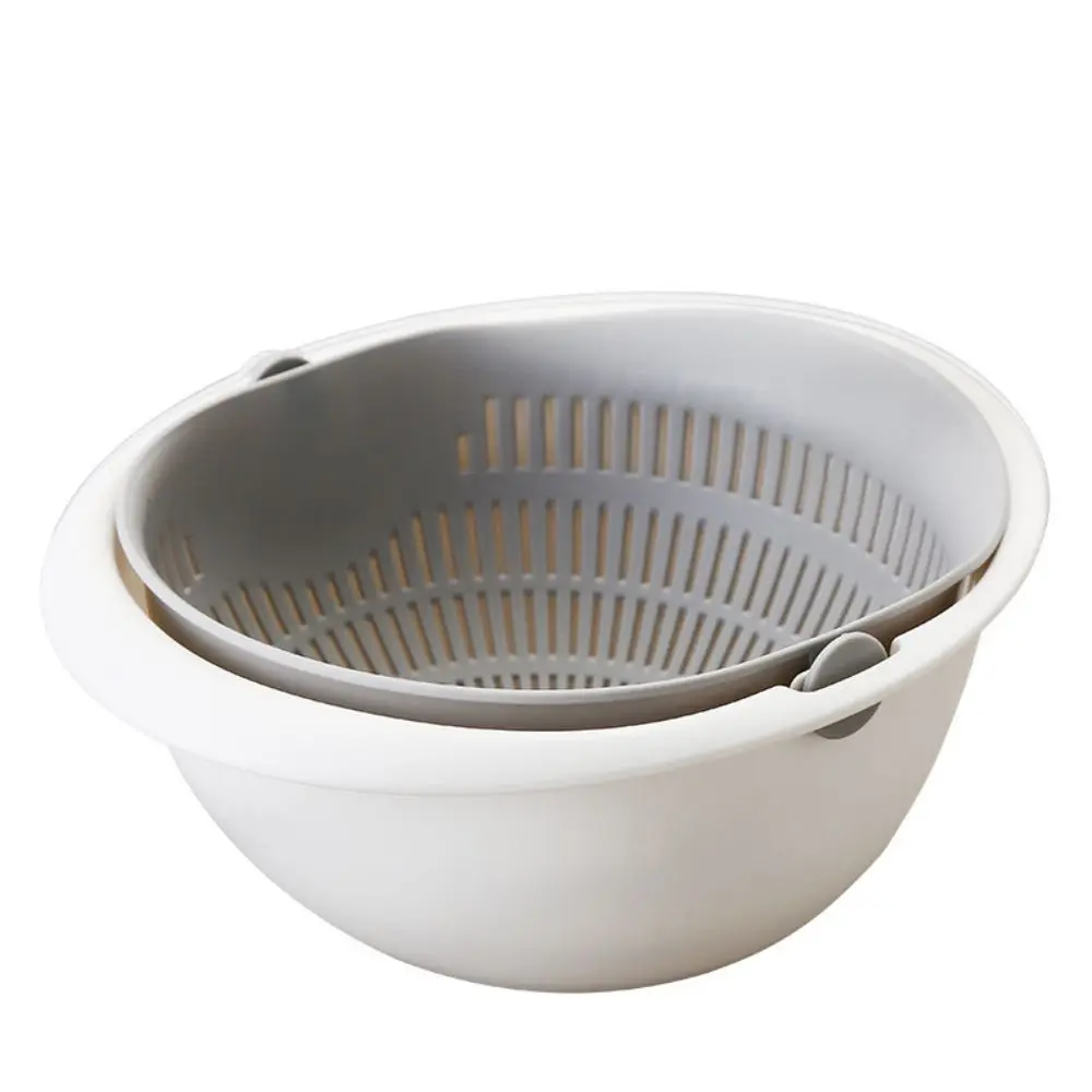 סל ניקוי כפול ניתן לסיבוב למטבח, סל אחסון לשטיפת פירות וירקות, מסננת ניקוי קערות וכלי קולנדר