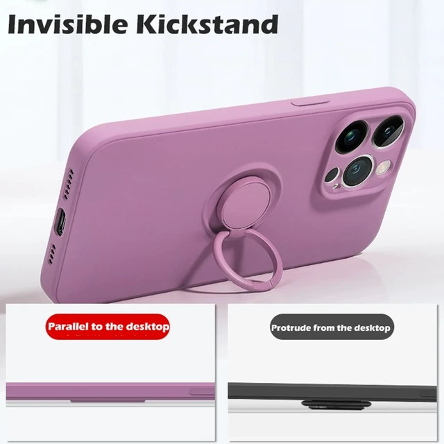 Funda con soporte de anillo de silicona líquida de lujo para iPhone, 15, 14, 13, 12, 11 Pro Max, Mini, X, XR, XS Max, 7, 8 Plus, SE, 2020, 2022 - Image 2
