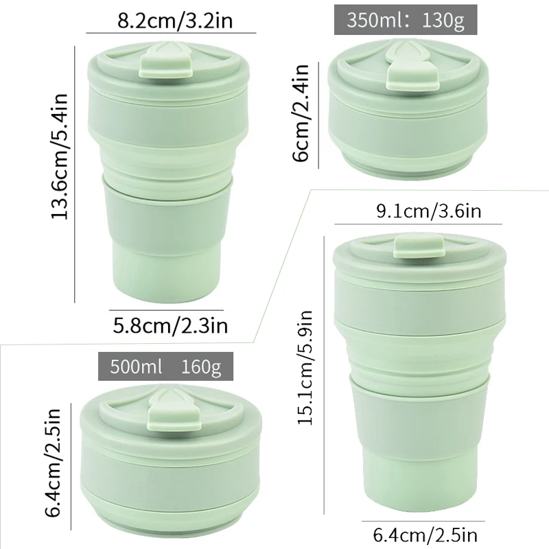 350/500ML Silicone Folding Water Bottle Portable Collapsible Cup Drinking Tea Cups Travel Mug Camping Gadgets