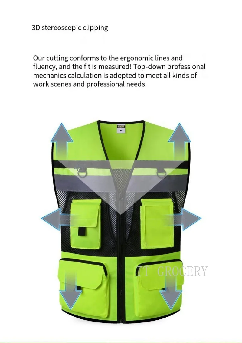 Safety Vest Reflective with Tool Pockets Breathable Work Gilet High Visibility Vest Mesh Reflective Vest Workwear