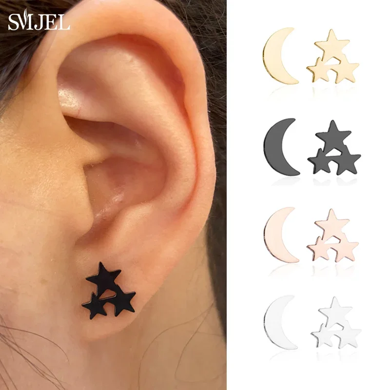 Earrings for women golden vintage mandala leaf pineapple trend fairy cup stainless steel punk game controller studs