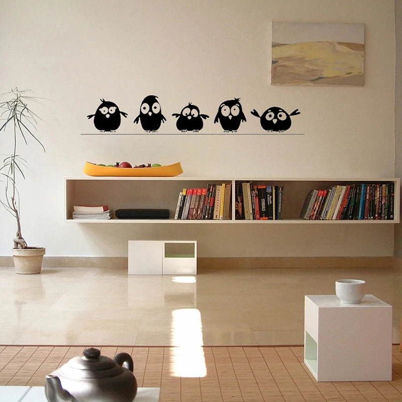 

T98# Lovely Five Birdies Wall Sticker Kids Rooms Living Room Background Decoration Mural Art Decals Stickers For Home Decor