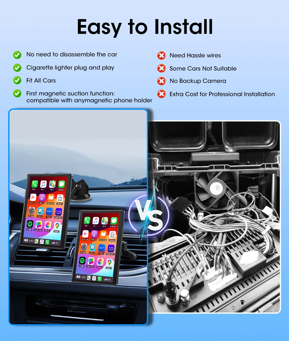 7/8/9 بوصة دعم التوجيه والصورة راديو مرآة السيارة اللاسلكي Carplay أندرويد السيارات الوسائط المتعددة مشغل فيديو شاشة عالمية