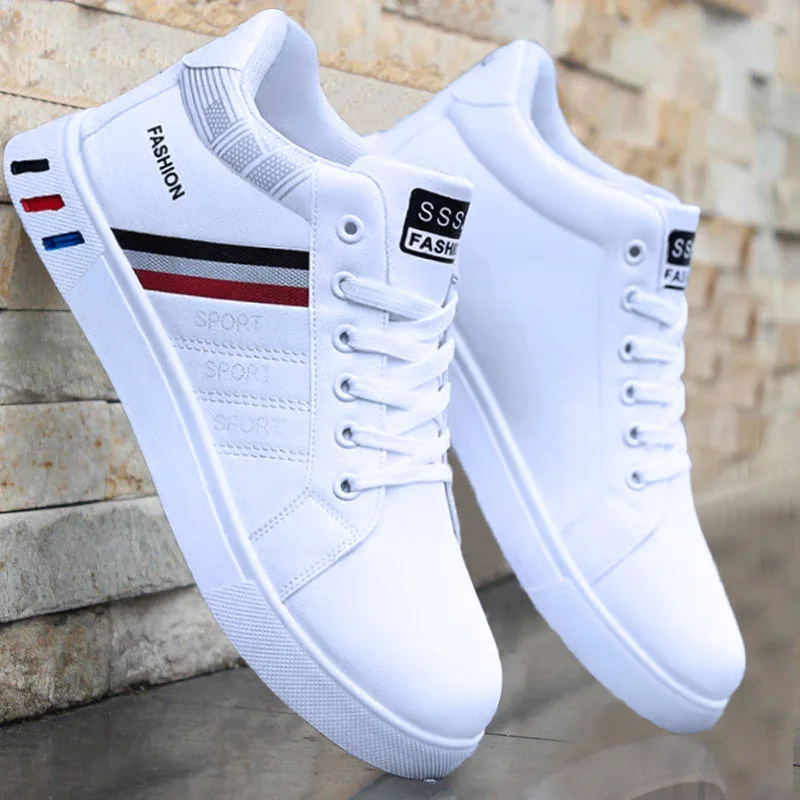 White Vulcanized Sneakers Men's Flats Comfortable Shoes Lace up Zapatillas Hombre Autumn Spring Fashion Sneakers Large Size 48 1