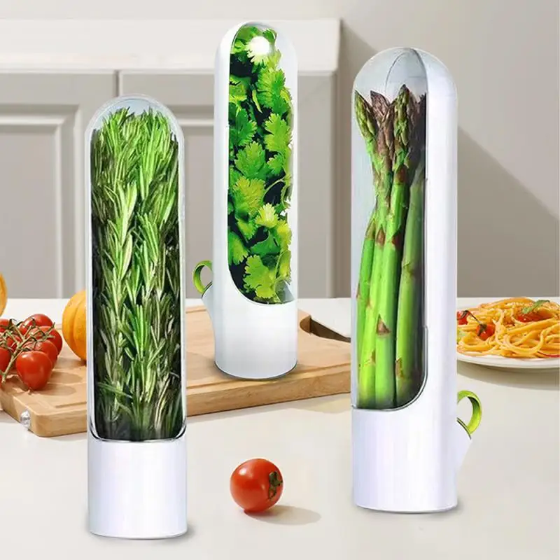 

Coriander Asparagus Fennel Storage Box Kitchen Fridge Food Storage Container Fresh-Keeping Capsule Cup Herb Vegetable Bottle
