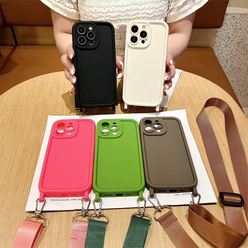 Custodia IPhone 16 Con Tracolla CAROKI - Cover TPU Morbida Con Cordino Regolabile - Protezione Antiurto E Prese D'aria Di Raffreddamento - 3