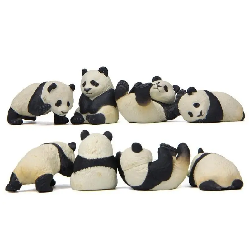 4Pcs Mini Panda Resin Ornaments Cartoon Black And White Panda Decoration Ornaments DIY Micro Landscape Garden Decoration Dolls