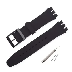 Colorful Silicone Watch Band Replacement Bracelet with Tool - Unisex Accessories - 17mm (Black)